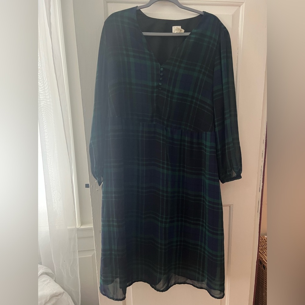Black watch plaid dress